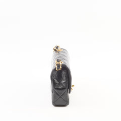 Chanel Seasonal Mini Shoulder Bag Shiny Black Leather