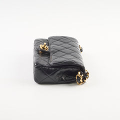 Chanel Seasonal Mini Shoulder Bag Shiny Black Leather