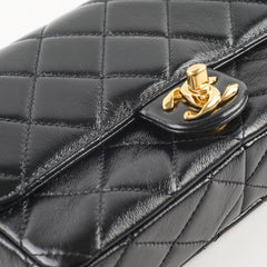 Chanel Seasonal Mini Shoulder Bag Shiny Black Leather
