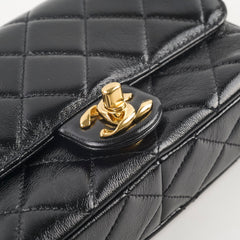 Chanel Seasonal Mini Shoulder Bag Shiny Black Leather