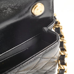 Chanel Seasonal Mini Shoulder Bag Shiny Black Leather