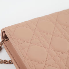 Dior Lady Dior Wallet On Chain WOC Ultra Matte Blush Pink