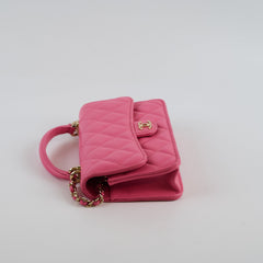 Chanel Pink Top Handle Mini Clutch On Chain (microchip)