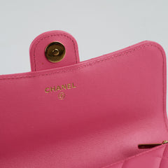 Chanel Pink Top Handle Mini Clutch On Chain (microchip)