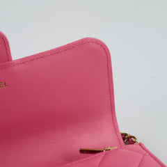 Chanel Pink Top Handle Mini Clutch On Chain (microchip)