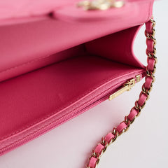 Chanel Pink Top Handle Mini Clutch On Chain (microchip)