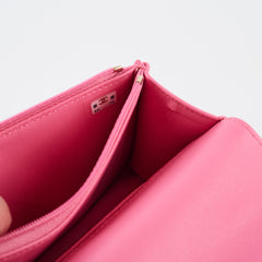 Chanel Pink Top Handle Mini Clutch On Chain (microchip)