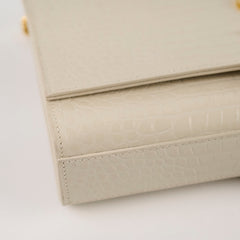 Saint Laurent Kate Tassel Croc Embossed Ivory