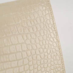 Saint Laurent Kate Tassel Croc Embossed Ivory
