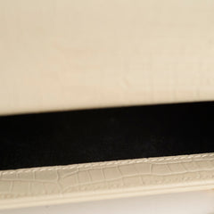 Saint Laurent Kate Tassel Croc Embossed Ivory
