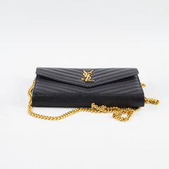Saint Laurent Envelope Wallet On Chain WOC Black