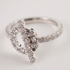 Hermes Finess White Gold with Diamond Ring Size 51