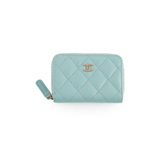 Chanel Zipped Cardholder Wallet Tiffany Blue