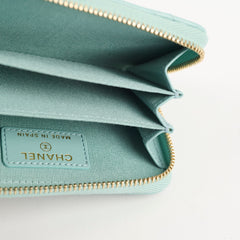 Chanel Zipped Cardholder Wallet Tiffany Blue