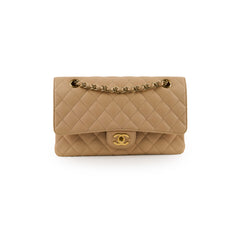 Chanel Medium/Large Caviar Double Classic Flap Beige