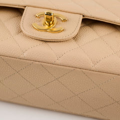 Chanel Medium/Large Caviar Double Classic Flap Beige