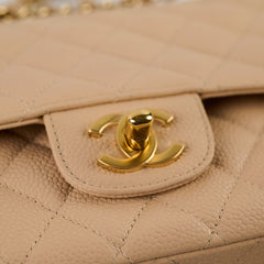 Chanel Medium/Large Caviar Double Classic Flap Beige