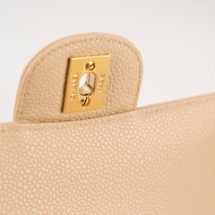 Chanel Medium/Large Caviar Double Classic Flap Beige