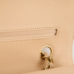 Chanel Medium/Large Caviar Double Classic Flap Beige