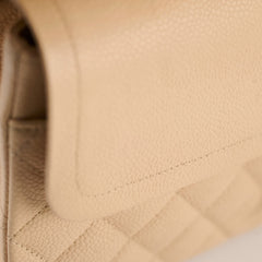 Chanel Medium/Large Caviar Double Classic Flap Beige