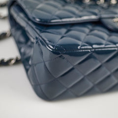 Chanel Jumbo Classic Double Flap Patent Dark Blue