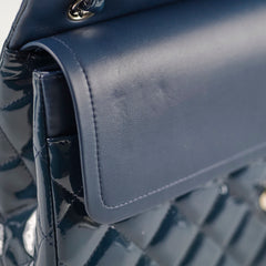 Chanel Jumbo Classic Double Flap Patent Dark Blue