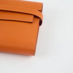 Hermes Kelly Wallet Orange Epsom O in Square