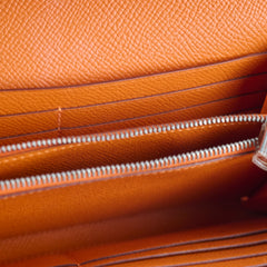 Hermes Kelly Wallet Orange Epsom O in Square