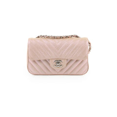 Chanel Mini Rectangular Chevron Caviar Rose Gold Iridescent