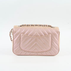 Chanel Mini Rectangular Chevron Caviar Rose Gold Iridescent