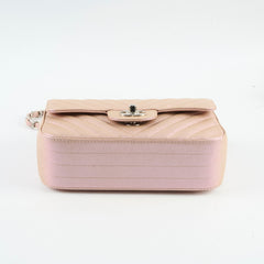 Chanel Mini Rectangular Chevron Caviar Rose Gold Iridescent