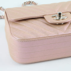 Chanel Mini Rectangular Chevron Caviar Rose Gold Iridescent