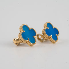 Van Cleef & Arpels Vintage Alhambra Earrings Blue Agate 2024