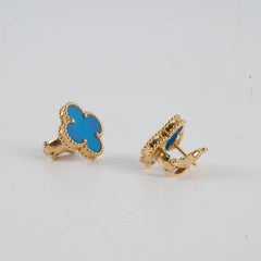 Van Cleef & Arpels Vintage Alhambra Earrings Blue Agate 2024