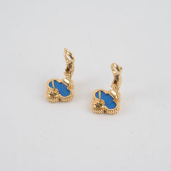 Van Cleef & Arpels Vintage Alhambra Earrings Blue Agate 2024