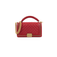 Chanel Chain Around Medium Boy Bag Red Lambskin GHW