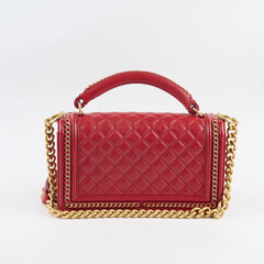Chanel Chain Around Medium Boy Bag Red Lambskin GHW