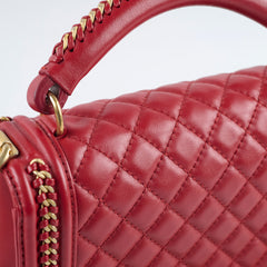 Chanel Chain Around Medium Boy Bag Red Lambskin GHW