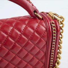 Chanel Chain Around Medium Boy Bag Red Lambskin GHW