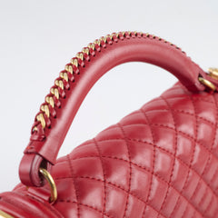 Chanel Chain Around Medium Boy Bag Red Lambskin GHW