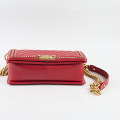 Chanel Chain Around Medium Boy Bag Red Lambskin GHW