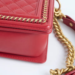 Chanel Chain Around Medium Boy Bag Red Lambskin GHW