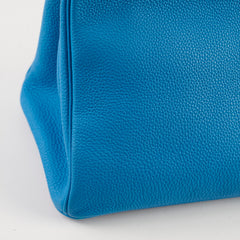 Hermes Birkin 30 Blue Zanzibar/ Malachite Verso Togo Leather PHW A Stamp