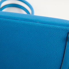 Hermes Birkin 30 Blue Zanzibar/ Malachite Verso Togo Leather PHW A Stamp