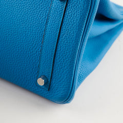 Hermes Birkin 30 Blue Zanzibar/ Malachite Verso Togo Leather PHW A Stamp