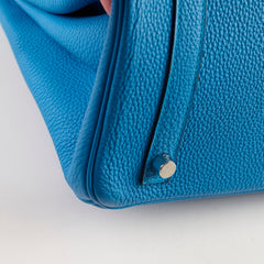 Hermes Birkin 30 Blue Zanzibar/ Malachite Verso Togo Leather PHW A Stamp