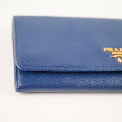 Prada Woc Saffiano Wallet Blue