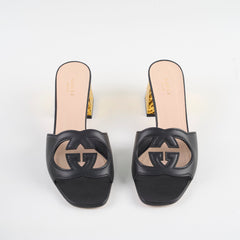 Gucci Interlocking G Leather Sandals Black size 39