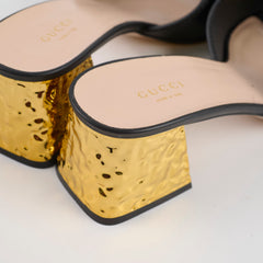 Gucci Interlocking G Leather Sandals Black size 39