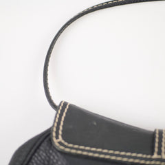 Celine Leather Buckle Shoulder Bag Black